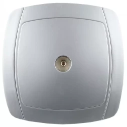 Розетка СВЕТОЗАР "АКЦЕНТ" телевизионная одинарная в сборе, цвет серебристый металлик SV-54215-SM