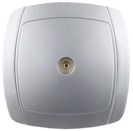 Розетка СВЕТОЗАР &quot;АКЦЕНТ&quot; телевизионная одинарная в сборе, цвет серебристый металлик SV-54215-SM купить в Новом Уренгое