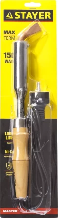 Паяльник с деревянной рукояткой и долговечным жалом, STAYER "MASTER" MAXTerm, 55311-150, 150 Вт, клин 55311-150 купить в Новом Уренгое