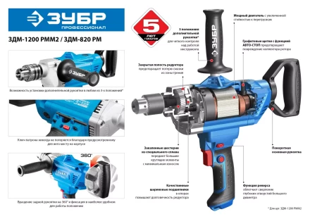 Дрель-миксер ЗДМ-820 РМ серия ПРОФЕССИОНАЛ купить в Новом Уренгое