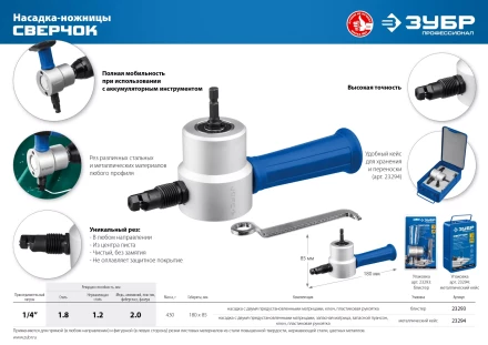 ЗУБР Сверчок, насадка-ножницы для реза листового металла, Профессионал (23293) купить в Новом Уренгое