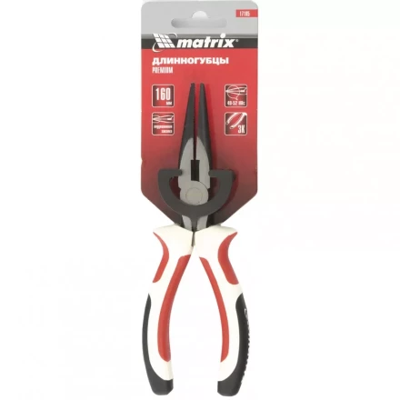 Длинногубцы Premium 160 мм прямые трехкомпонентные рукоятки MATRIX 17185 купить в Новом Уренгое