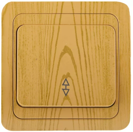 Выключатель СВЕТОЗАР &quot;ГАММА&quot; проходной, одноклавишный, цвет ольха, 10A/~250B SV-54137-A купить в Новом Уренгое