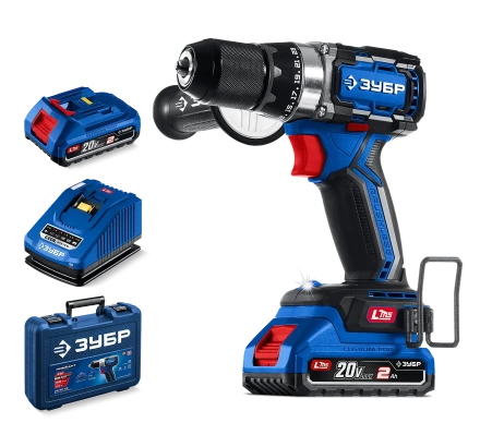 Бесщеточная дрель-шуруповерт Зубр, 2 АКБ LMS (2 Ач), в кейсе DB-70-22 серия «ПРОФЕССИОНАЛ» купить в Новом Уренгое