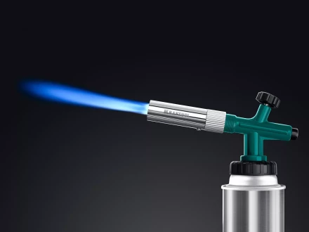 KG-1000 цельнометаллическая газовая горелка с пъезоподжигом, на баллон с цанговым соединением, 1450°C 55514 купить в Новом Уренгое