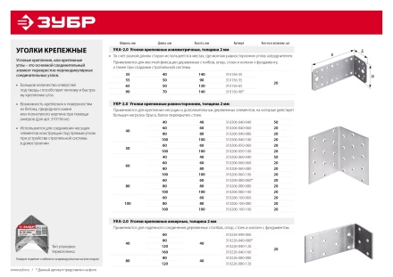 Крепежные углы асимметричные УКА-2.0 инд наклейка серия МАСТЕР купить в Новом Уренгое