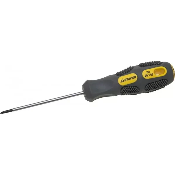 Отвертка STAYER "PROFESSIONAL" "MAX-GRIP" слесарная, Cr-V, намагниченная, PH №00х63мм 2582-00-063 G купить в Новом Уренгое