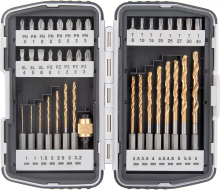Набор бит и свёрел,магнитный адаптер,CrV, в пласт. боксе,40шт MATRIX 11322 купить в Новом Уренгое