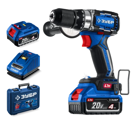 Бесщеточная дрель-шуруповерт Зубр, 2 АКБ LMS (4 Ач), в кейсе DB-70-42 серия «ПРОФЕССИОНАЛ» купить в Новом Уренгое
