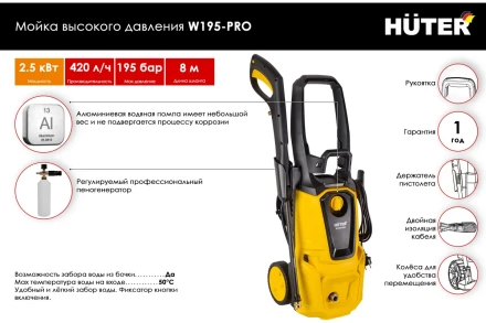 Мойка высокого давления HUTER W195-PRO купить в Новом Уренгое