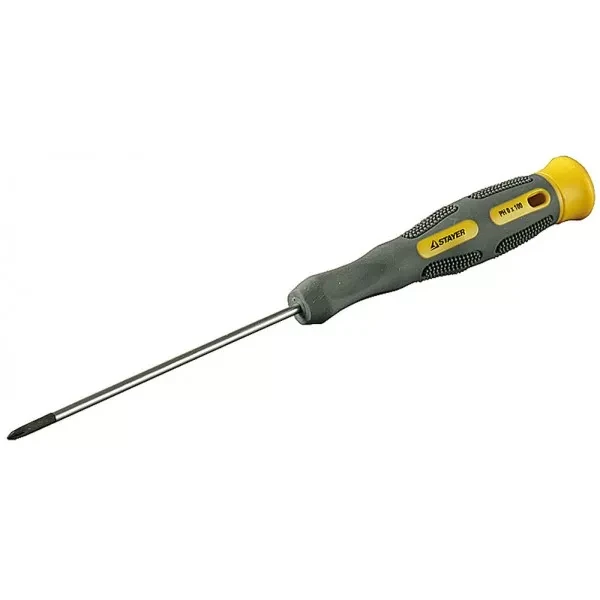 Отвертка STAYER "PROFESSIONAL" "MAX-GRIP" для точн работ, Cr-V, двухкомп рукоятка, магнит наконечник, PH №0x100мм 25826-0-100 G купить в Новом Уренгое
