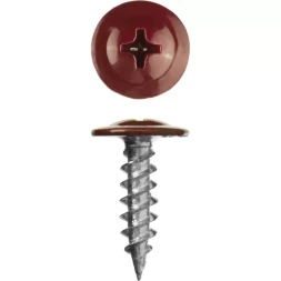 Саморезы ЗУБР с прессшайбой по листовому металлу до 0,9 мм, окрашенные в RAL-3005, PH2, 4,2х25 мм, 400шт 300191-42-025-3005