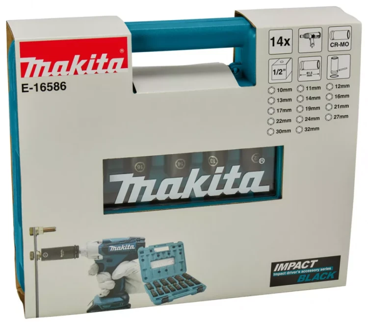 Набор ударных головок Impact Black Makita 1/2, 14 шт Makita E-16586 купить в Новом Уренгое