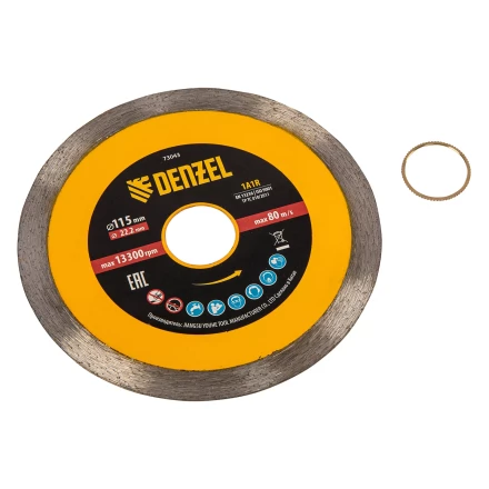Диск алмазный отрезной 115 х 22,2 мм, сплошной, супертонкий, горячий пресс, мокрое резание// Denzel 73043 купить в Новом Уренгое