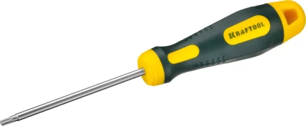 Отвертка KRAFTOOL, Cr-Mo-V сталь, двухкомпонентная противоскользящая рукоятка, TORX Hole, №15x80мм 250077-15-080 купить в Новом Уренгое