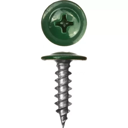 Саморезы ЗУБР с прессшайбой по листовому металлу до 0,9 мм, окрашенные в RAL-6005, PH2, 4,2х19 мм, 450шт 300191-42-019-6005 купить в Новом Уренгое