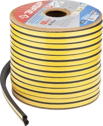 ЗУБР 40 м, D-профиль, размер 14 х 12 мм, черный, самоклеящийся промышленный резиновый уплотнитель, Профессионал (40950-14-40)