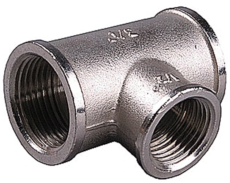 Тройник GENERAL FITTINGS переходной, никелированная латунь, г/г/г, 1"-1/2"-1" 51060-1-1/2-1 купить в Новом Уренгое