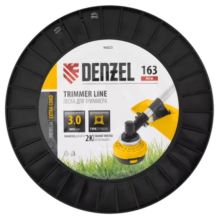 Леска для триммера двухкомпонентная витой квадрат Denzel, 3,0мм х 163м, на DIN катушке EXTRA CORD 96825 купить в Новом Уренгое