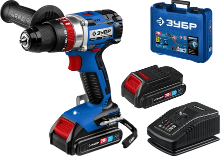 Бесщеточная дрель-шуруповерт ударная Зубр, 2 АКБ T7 (2 Ач), в кейсе DBS-201-22 серия «ПРОФЕССИОНАЛ» купить в Новом Уренгое