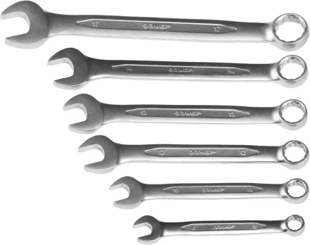 Набор ЗУБР &quot;ПРОФИ&quot;: Ключ гаечный комбинированный, Cr-V сталь, хромированный, 8-17мм, 6шт 27028-H6 купить в Новом Уренгое