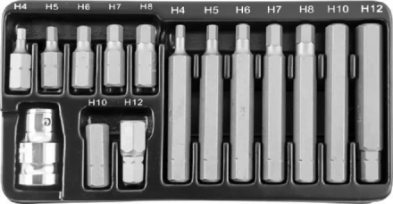 Набор вставок-бит шестигранных 30-75мм  4-12мм 15 предметов Jonnesway S29H4115S 47396 купить в Новом Уренгое