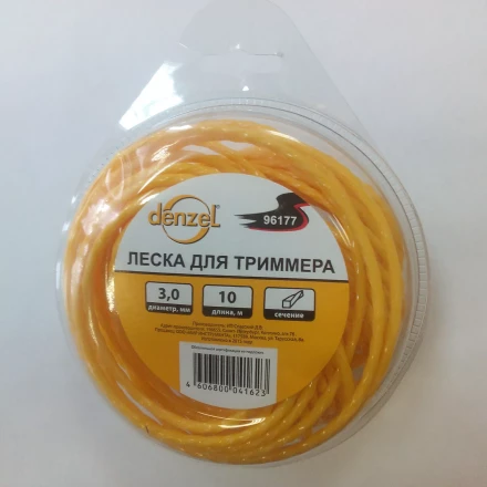 Леска для триммера квадратная витая, 3,0мм х 10м  Denzel Россия 96177 купить в Новом Уренгое