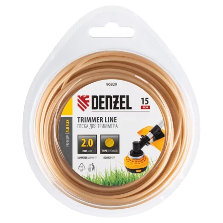 Леска для триммера армированная алюминием круглая, 2,0мм х 15м, блистер ALUFLEX Denzel 96829 купить в Новом Уренгое