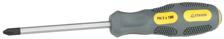Отвертка STAYER "PROFESSIONAL" "MAX-GRIP" ударная, двухкомпонентная рукоятка, магнит наконечник, Cr-V, PH №1x75мм 25824-1-075 G купить в Новом Уренгое