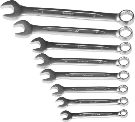 Набор ЗУБР &quot;ПРОФИ&quot;: Ключ гаечный комбинированный, Cr-V сталь, хромированный, 8-19мм, 8шт 27028-H8 купить в Новом Уренгое