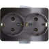 Розетка СВЕТОЗАР &quot;ГАММА&quot; с заземлением, двойная, без вставки и рамки, цвет темно-серый металлик, 16А/~250В SV-54107-DM купить в Новом Уренгое