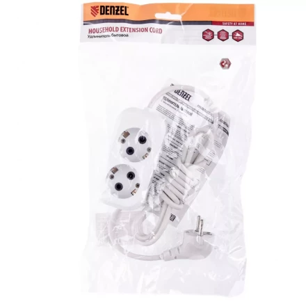 Удлинитель бытовой серия УХз-10-202 с заземлением 2 м 2 розетки 10 A Denzel 95960 купить в Новом Уренгое