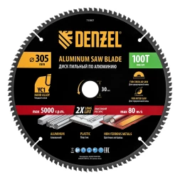Пильный диск по алюминию ф305 х 30 мм, 100 зубьев// Denzel 733807