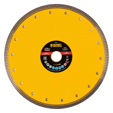Диск алмазный отрезной 230 х 22,2мм, сплошной, супертонкий, горячий пресс, сухой/мокрый рез// Denzel 73074 купить в Новом Уренгое