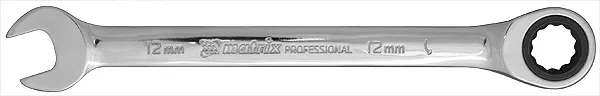 Ключ комбинированный трещоточный 19мм CrV зеркальный хром MATRIX PROFESSIONAL 14812 купить в Новом Уренгое