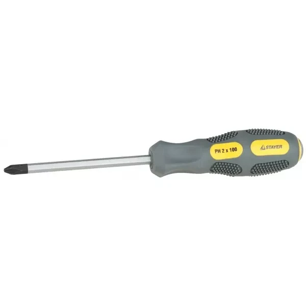 Отвертка STAYER "PROFESSIONAL" "MAX-GRIP" ударная, двухкомпонентная рукоятка, магнит наконечник, Cr-V, PH №3x150мм 25824-3-150 G купить в Новом Уренгое
