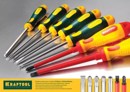 Отвертка KRAFTOOL, Cr-Mo-V закалённый стержень, двухкомпонентная противоскользящ рукоятка, PH 3x150мм 25008-3-150 купить в Новом Уренгое