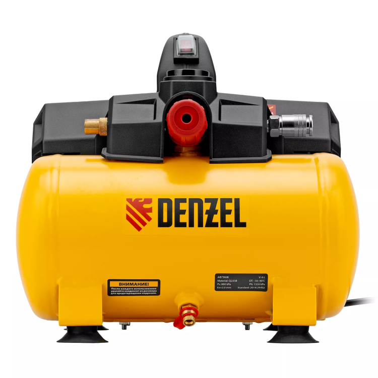 Компрессор Denzel DLS750/6 58019 безмасляный малошумный 750 Вт, 140 л/мин,ресивер 6 л купить в Новом Уренгое