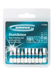 Набор бит SL5 х 25 сталь S2 10 шт Gross 11320