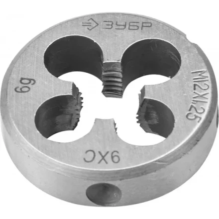 Плашка ЗУБР &quot;МАСТЕР&quot; круглая ручная для нарезания метрической резьбы, мелкий шаг, М12 x 1,25 4-28022-12-1.25 купить в Новом Уренгое