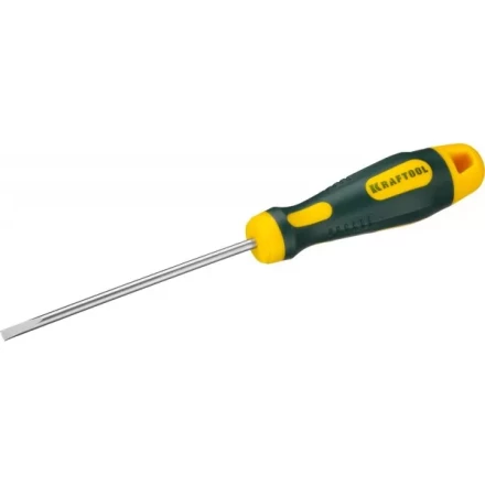 Отвертка KRAFTOOL, Cr-Mo-V сталь, двухкомпонентная противоскользящая рукоятка, SL, 4,0x90мм 250071-4.0-090 купить в Новом Уренгое