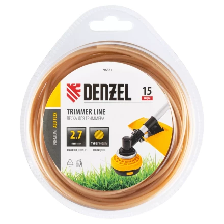 Леска для триммера армированная алюминием круглая, 2,7мм х 15м, блистер ALUFLEX Denzel 96831 купить в Новом Уренгое