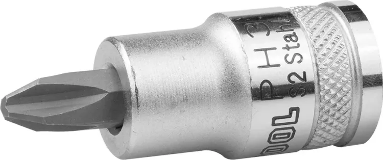 Торцовая бита-головка KRAFTOOL "INDUSTRIE QUALITAT", материал S2, PHILLIPS, сатинированная, 1/2", PH3 27901-3_z01 купить в Новом Уренгое