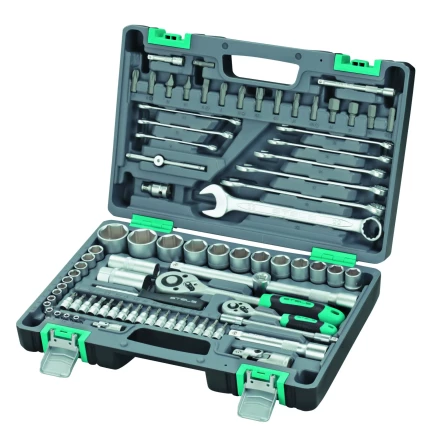 Набор инструментов 1/2 и 1/4  CrV, пластиковый кейс  82 предмета STELS 14105 купить в Новом Уренгое