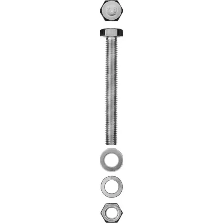 Болт (DIN933) в комплекте с гайкой (DIN934), шайбой (DIN125), шайбой пруж. (DIN127), M8 x 70 мм, 3 шт, ЗУБР 303436-08-070 купить в Новом Уренгое