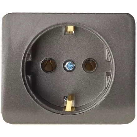 Розетка СВЕТОЗАР &quot;ГАММА&quot; с заземлением, одинарная, без вставки и рамки, цвет темно-серый металлик, 16А/~250В SV-54105-DM купить в Новом Уренгое