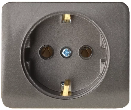 Розетка СВЕТОЗАР &quot;ГАММА&quot; с заземлением, одинарная, без вставки и рамки, цвет темно-серый металлик, 16А/~250В SV-54105-DM купить в Новом Уренгое