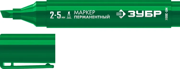 ЗУБР МП-300К зеленый, 2-5 мм, клиновидный перманентный маркер (06323-4) купить в Новом Уренгое