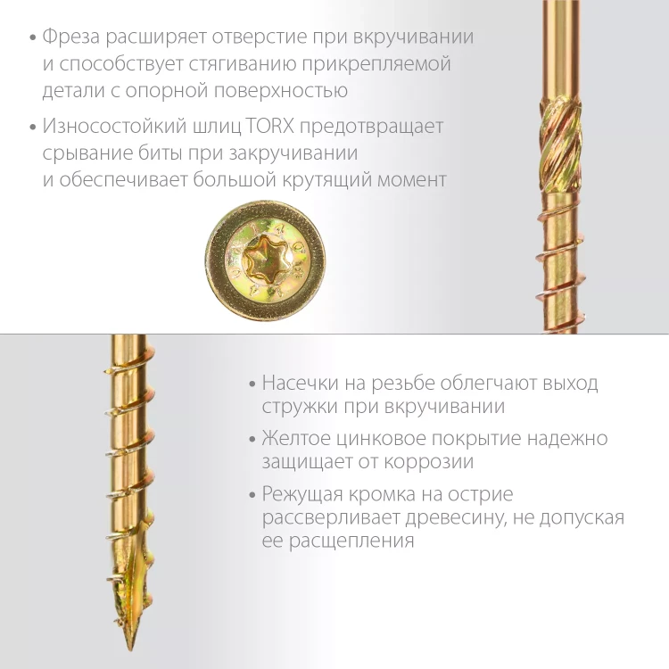 ЗУБР КС-Т, 100 х 6.0 мм, TX30, тарельчатая головка, желтый цинк, 100 шт, конструкционный саморез, Профессионал (30051-60-100) купить в Новом Уренгое