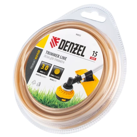 Леска для триммера армированная алюминием круглая, 3,0мм х 15м, блистер ALUFLEX Denzel 96832 купить в Новом Уренгое
